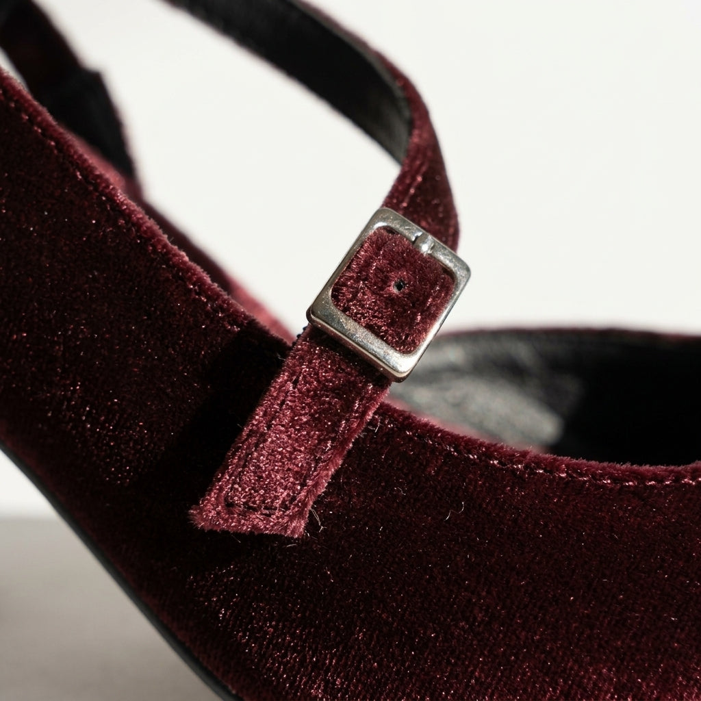 Slingback Block Heels — Velvet Texture Detail | Generated by Modelize